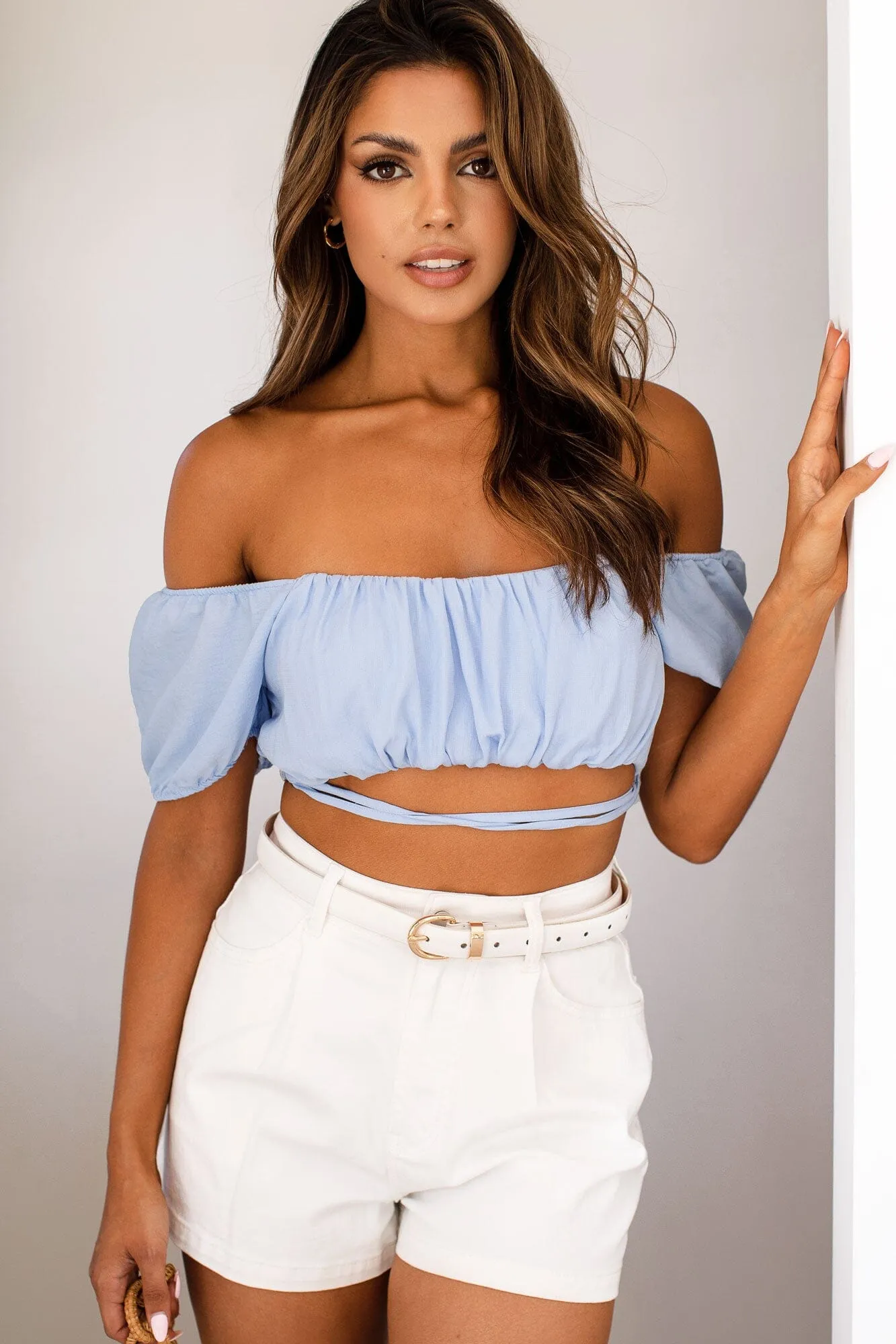 Ellie Blue Tie Crop Top