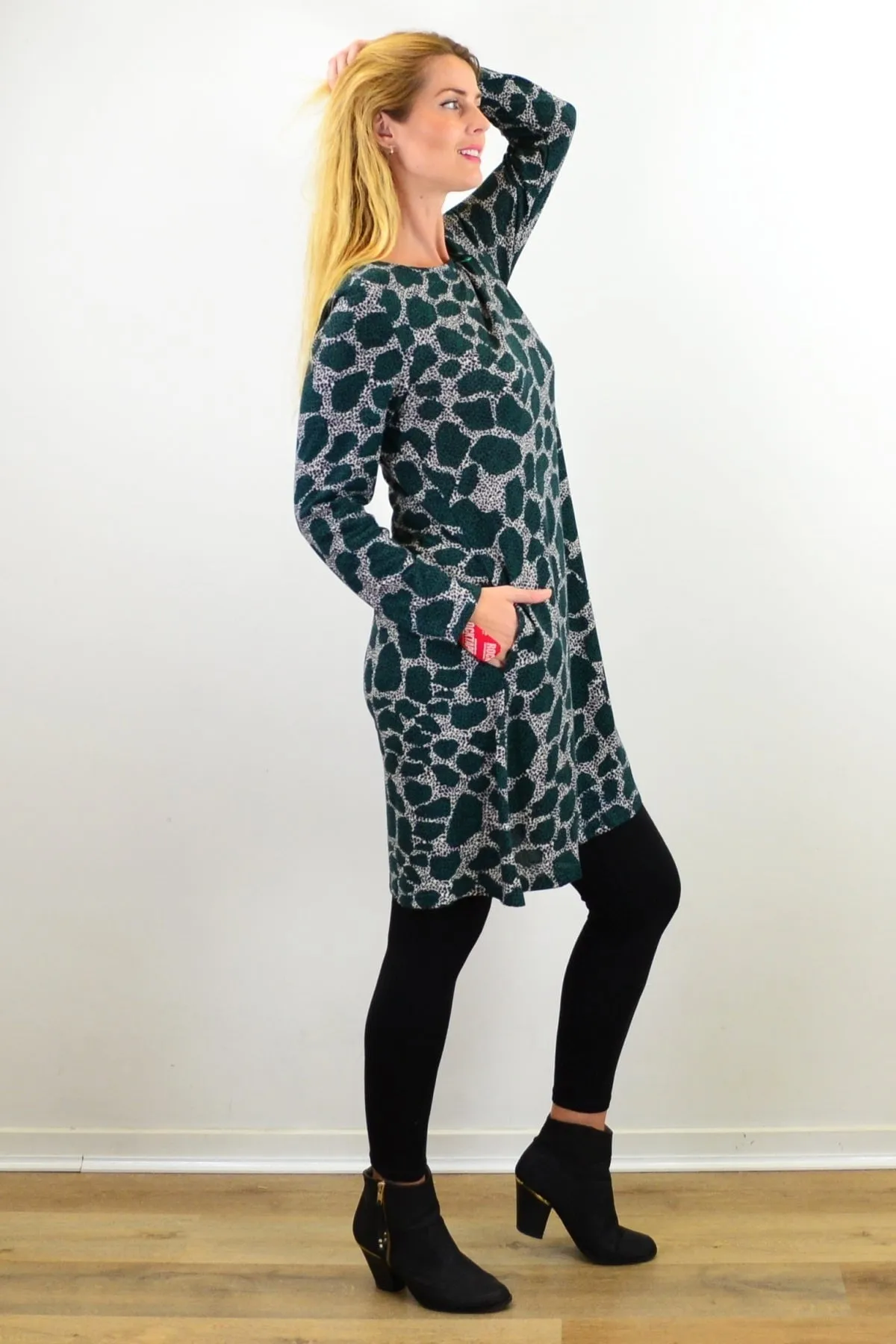 Emerald Green Animal Print Tunic Dress