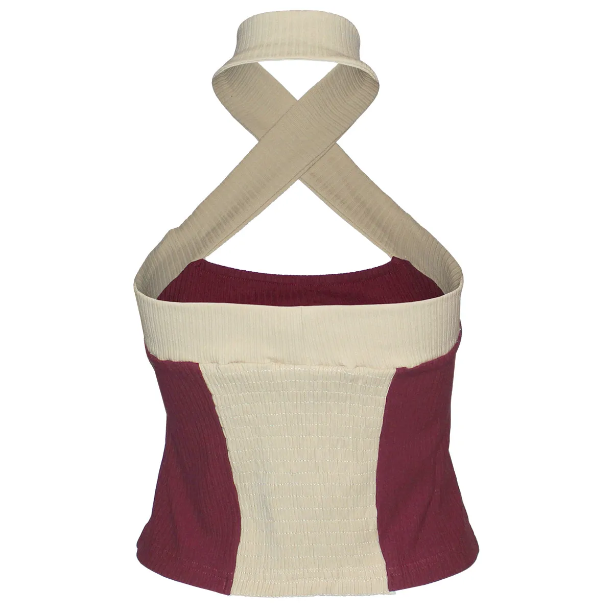 Emerson Street Women's Stacked FSU Halter Wrapped Ribbed Top - Garnet/Gold