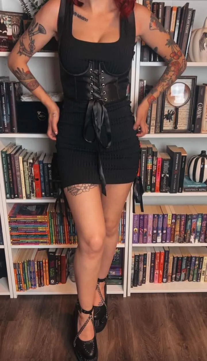 'Fallen Angel' Black Lace Up Sexy Goth Bodycon Dress