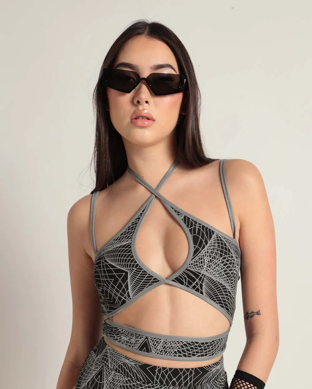 Flashbang Matrix Reflective Cutout Halter Top