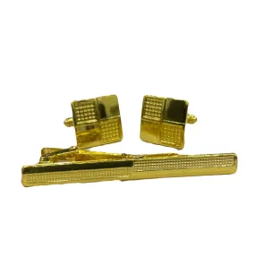 Fratello Cufflink and Tie Clip Combo - Gold Crossfire CLT05