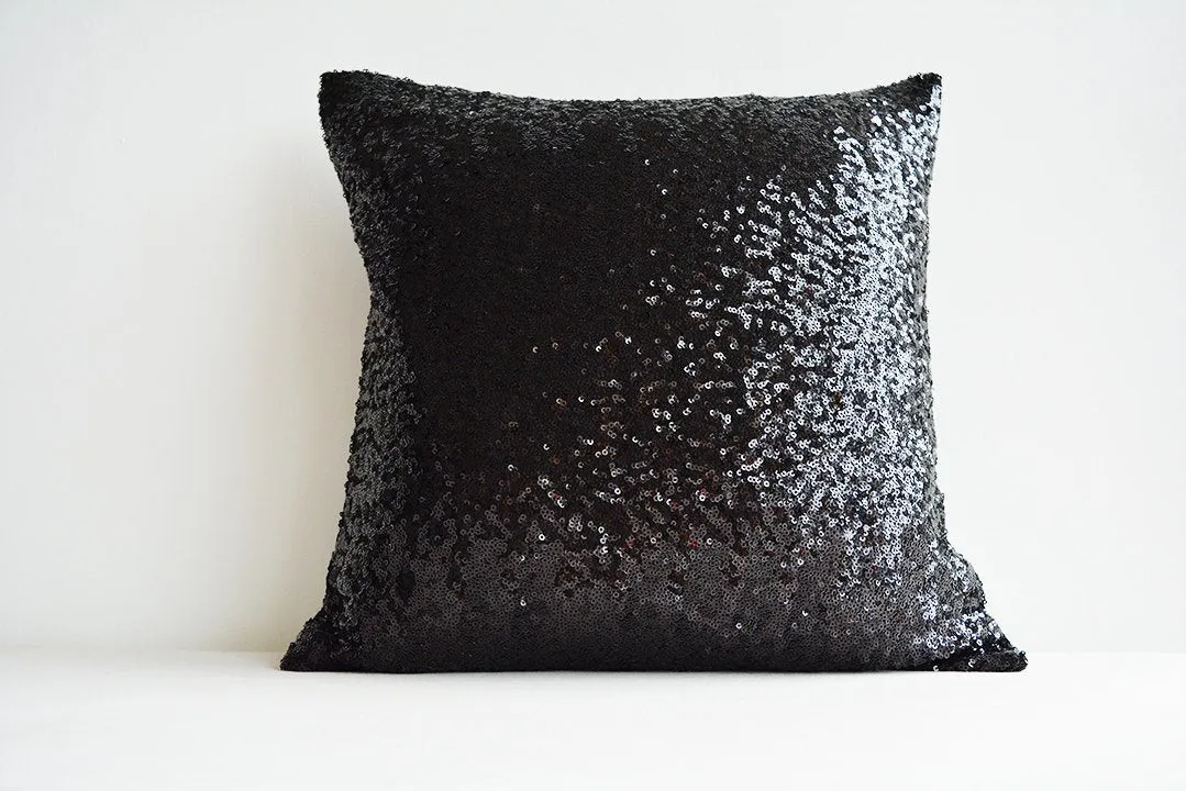 Glamorous Black Sequin Pillow Cover