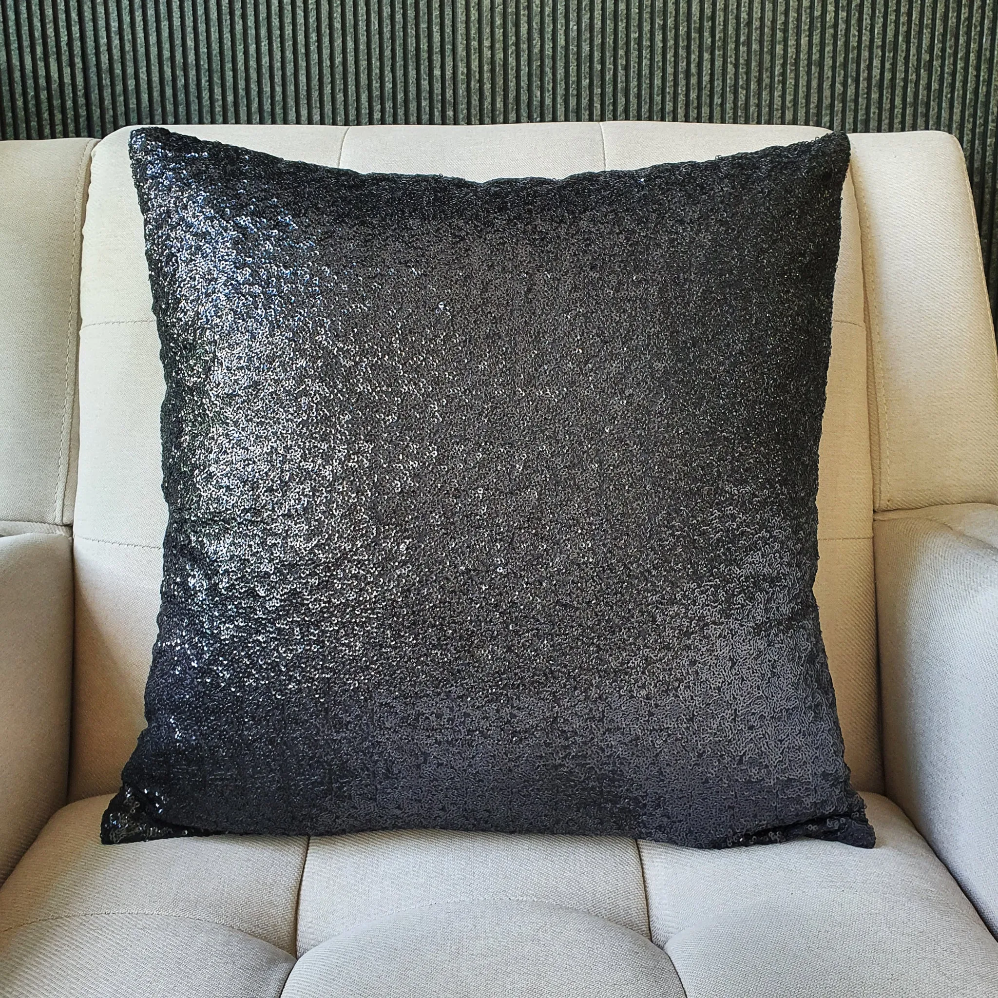 Glamorous Black Sequin Pillow Cover