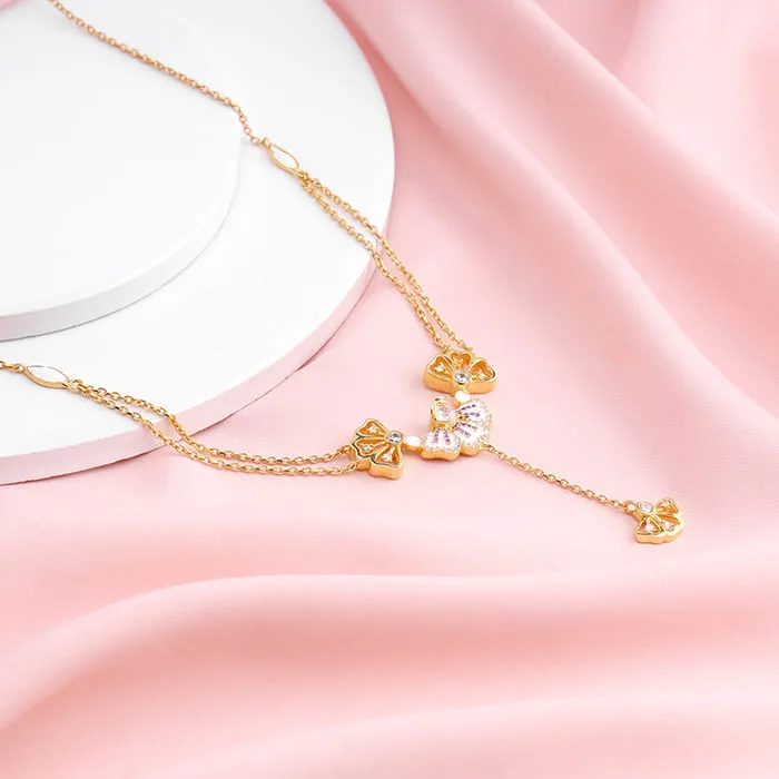 Golden Elegant Eyebright Lariat Necklace