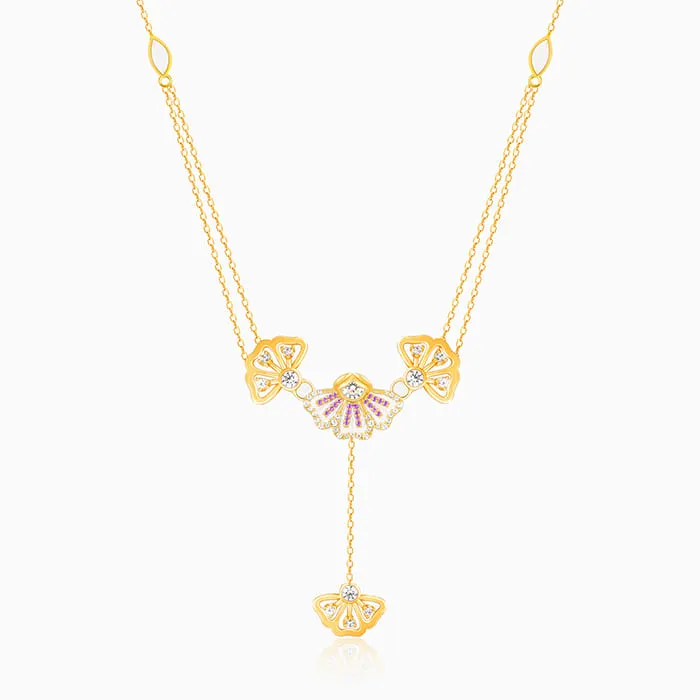 Golden Elegant Eyebright Lariat Necklace