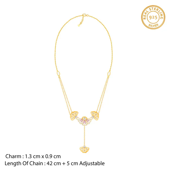 Golden Elegant Eyebright Lariat Necklace