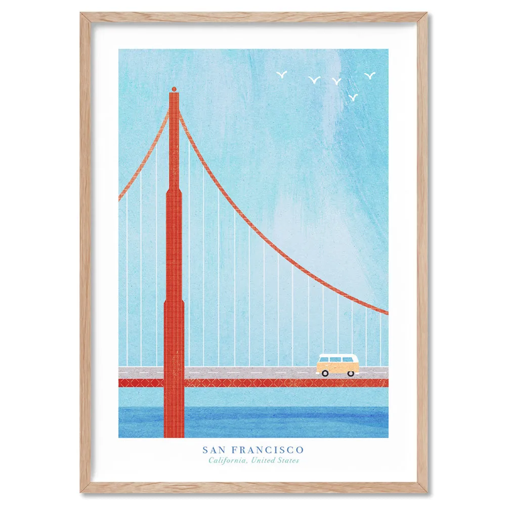 Golden Gate San Francisco Illustration - Art Print by Henry Rivers