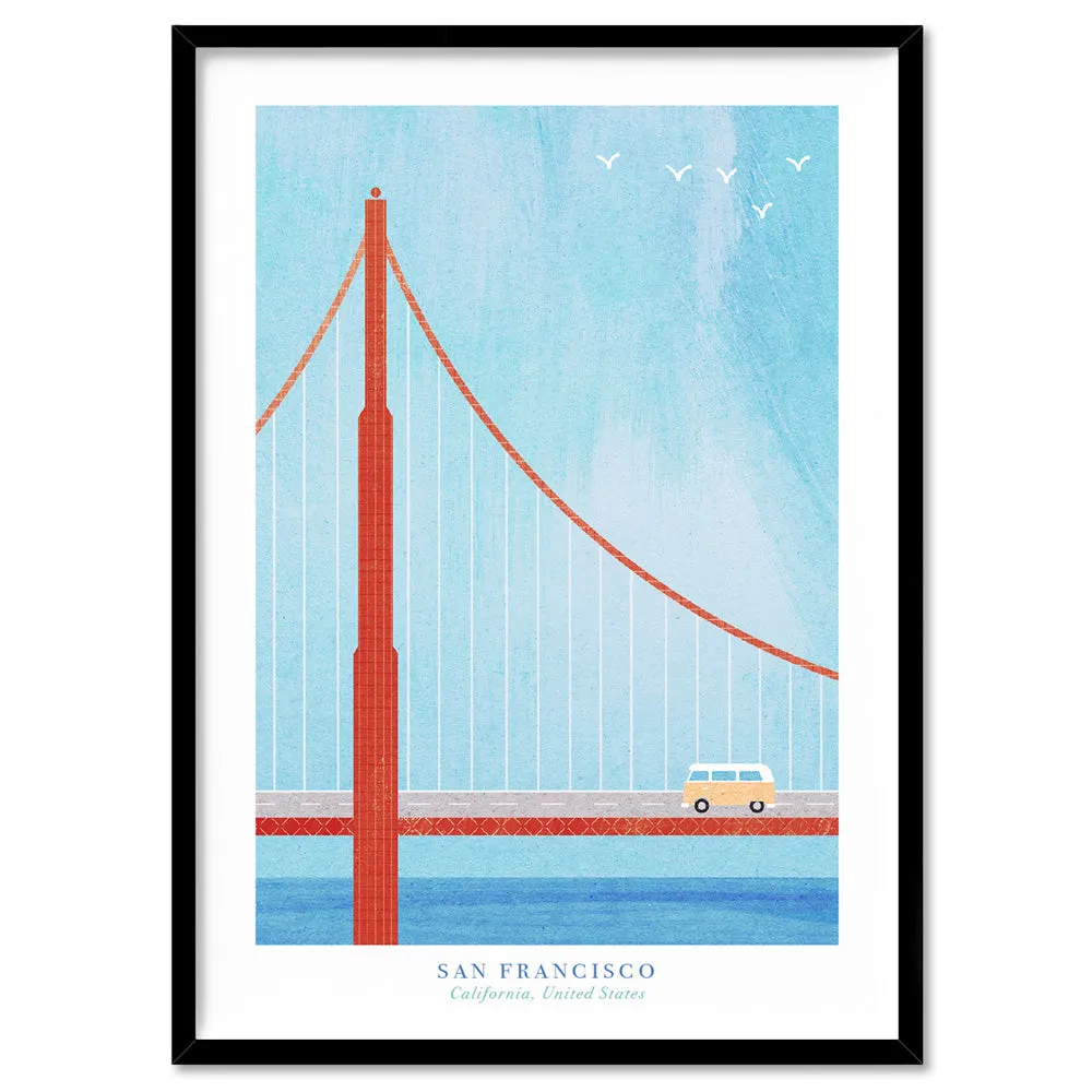 Golden Gate San Francisco Illustration - Art Print by Henry Rivers