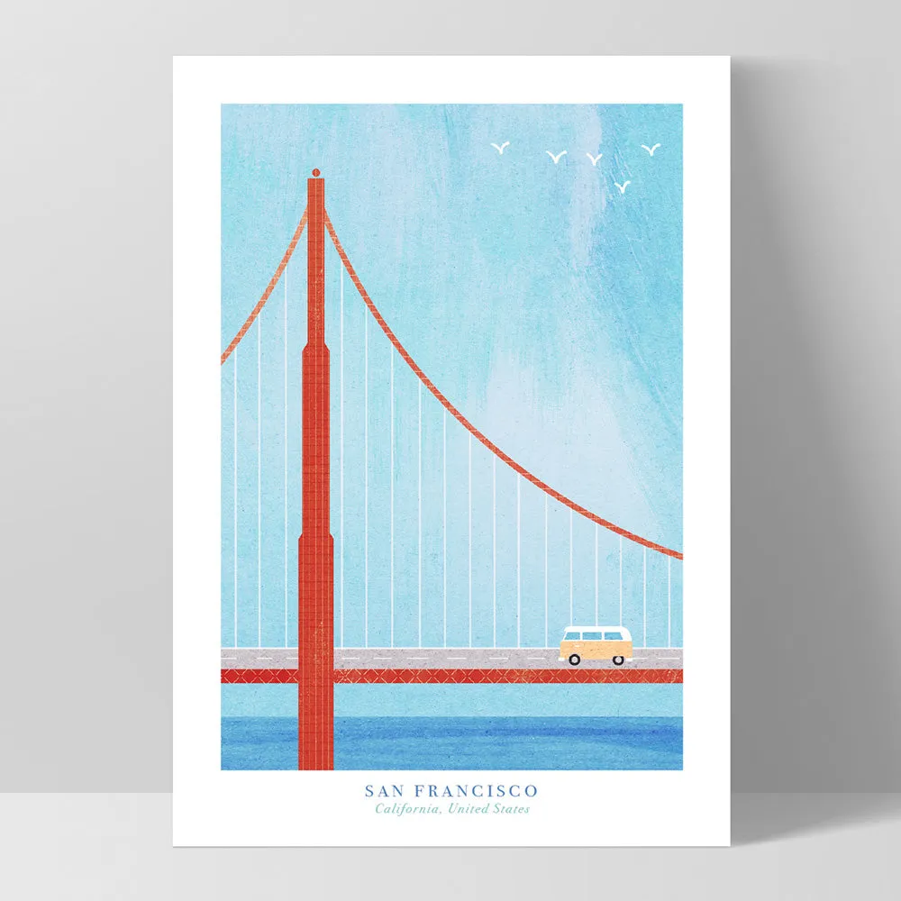 Golden Gate San Francisco Illustration - Art Print by Henry Rivers