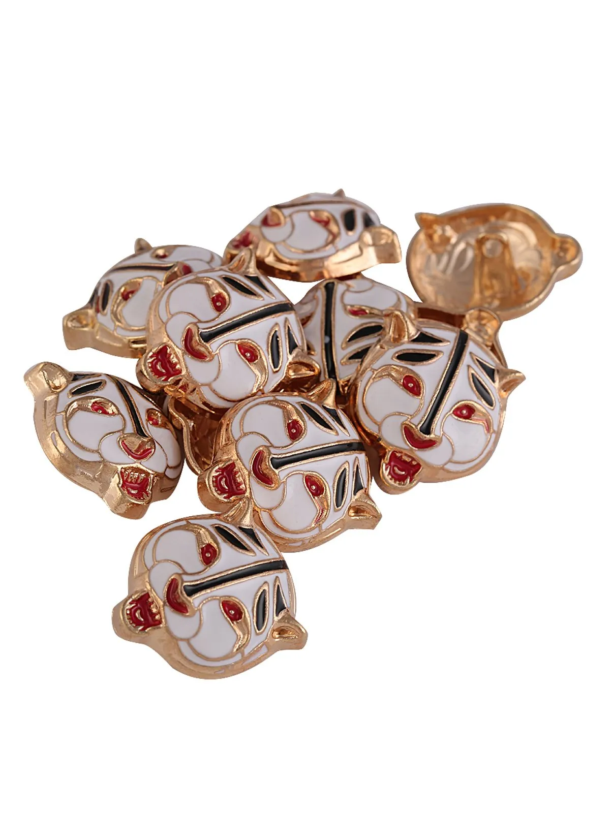 Golden Tone with Enamel Colour Tiger Metal Button