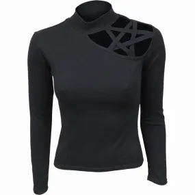 GOTHIC ELEGANCE - Pentagram Shoulder Longsleeve Top