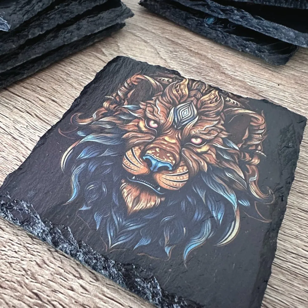 Gothic Tattoo Slate Coasters - Lion