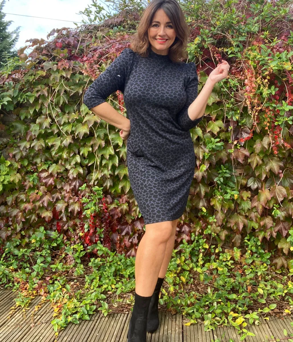 Grey Animal Print Shift Dress