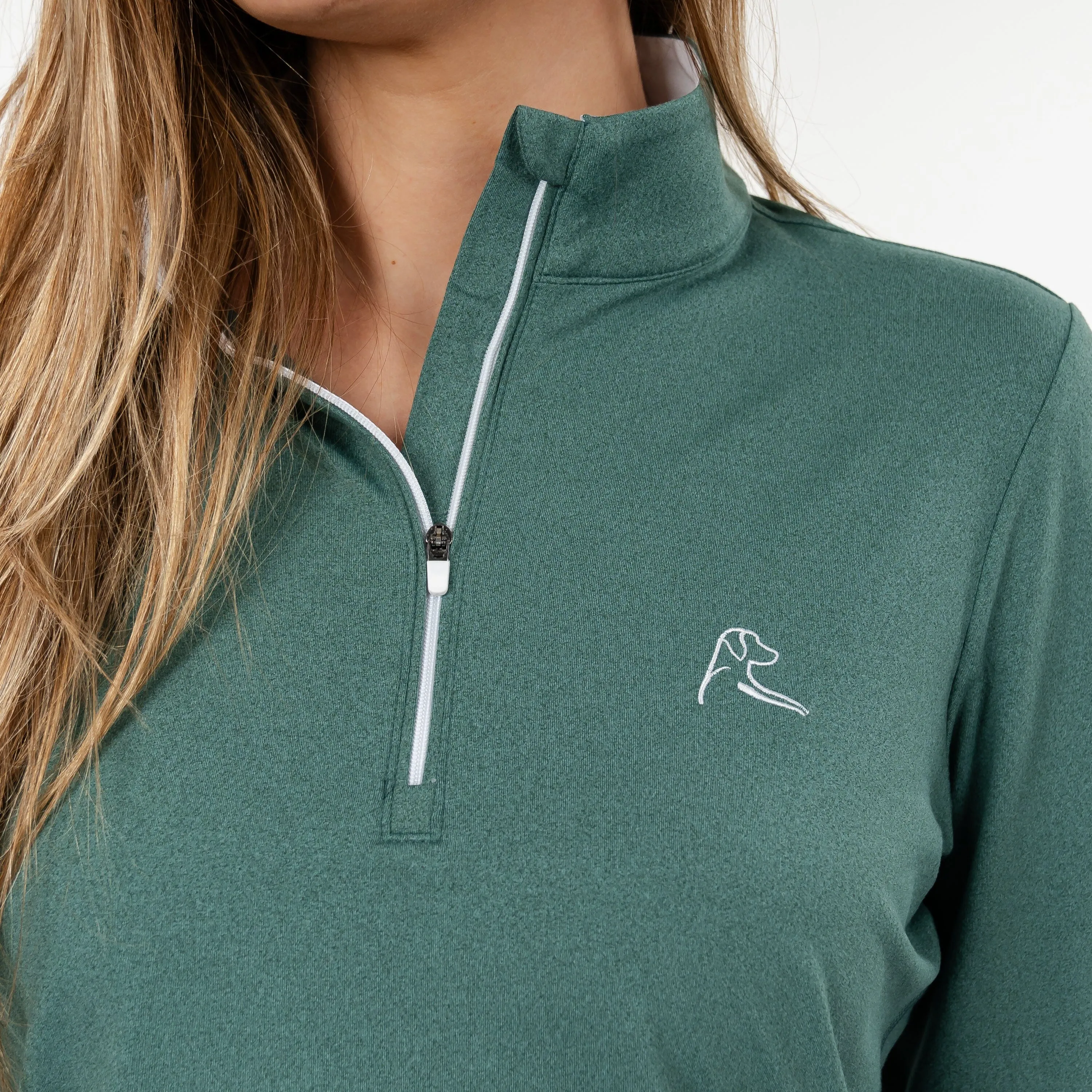 Heather Performance Q-Zip | Heather - Basil Green/Fern Green