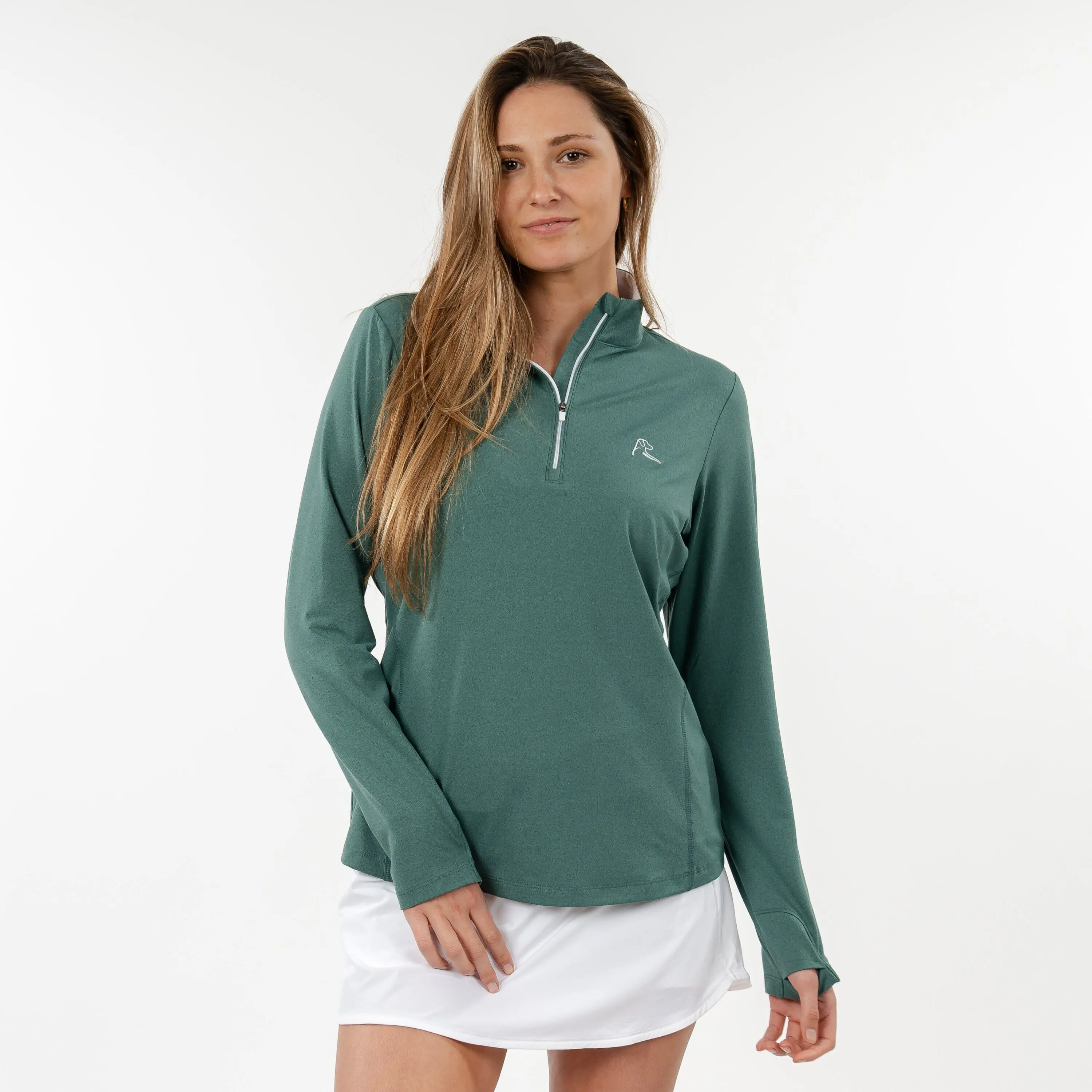 Heather Performance Q-Zip | Heather - Basil Green/Fern Green