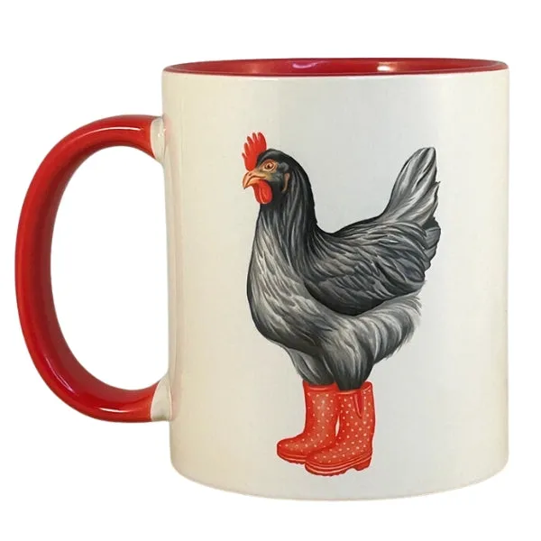 Hen Wearing Red Rain Boots Mug