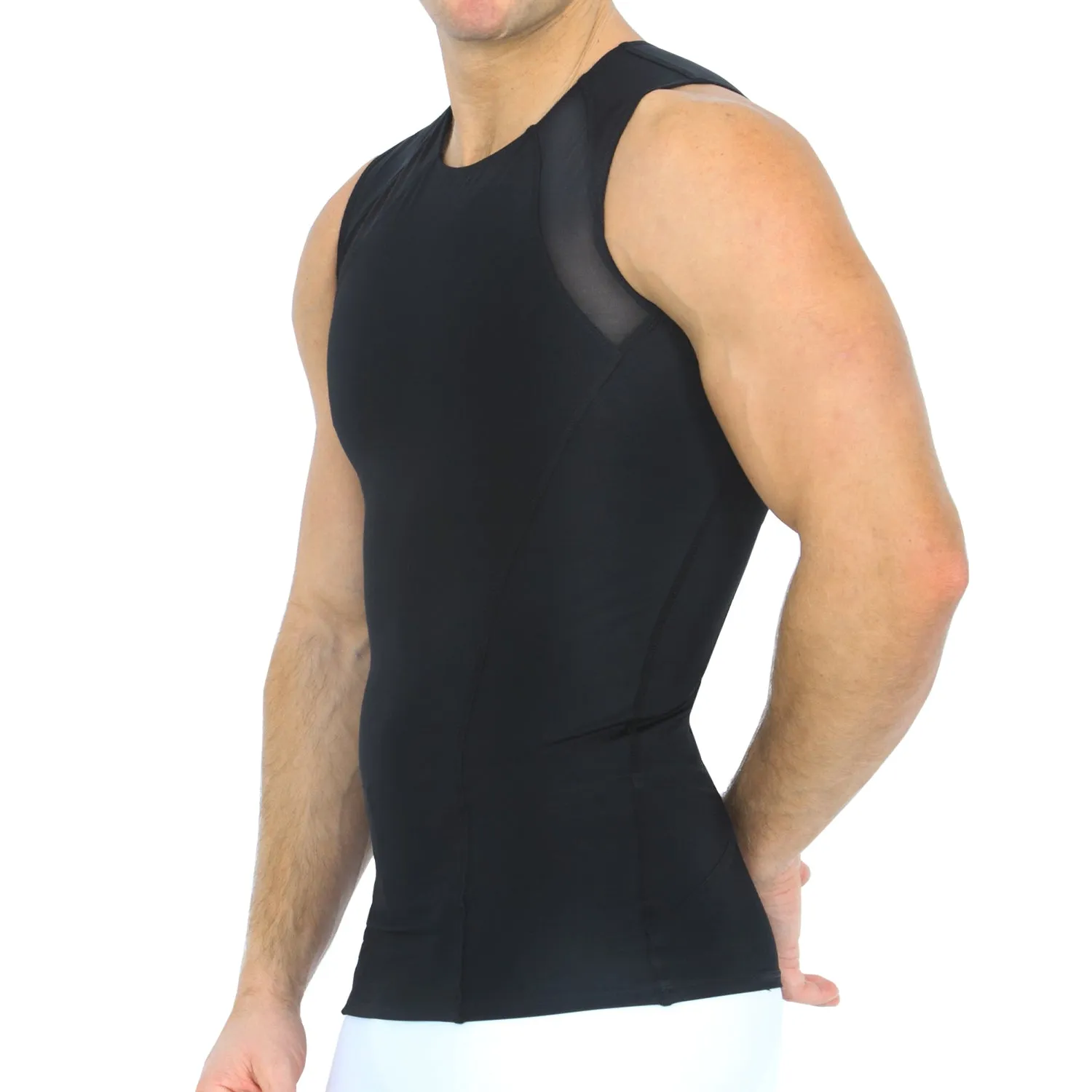 Insta Slim Compression Side & Back Mesh Panel Sleeveless Crew Neck MSC2307