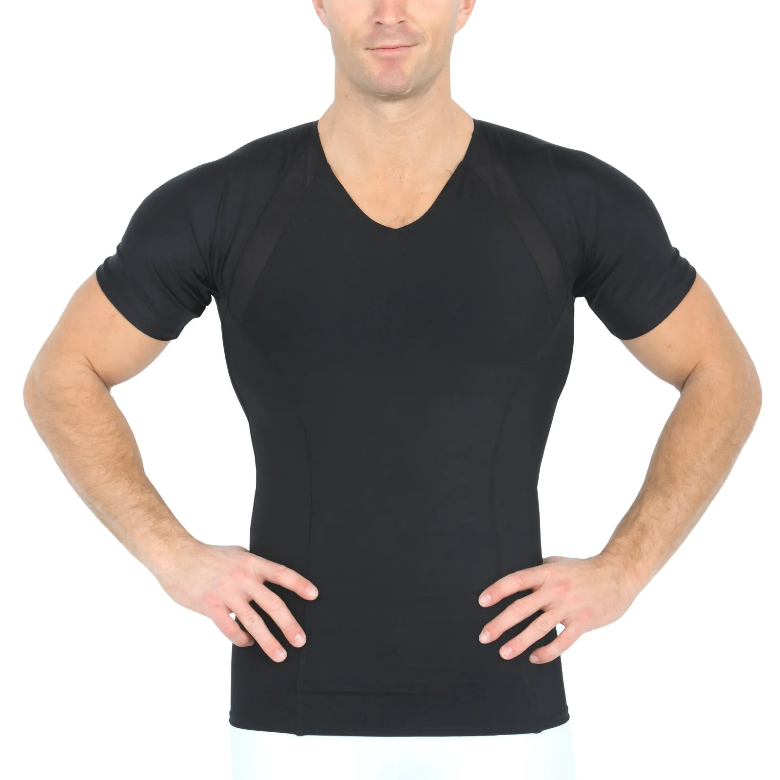 Insta Slim Compression Side & Back Power Mesh Panel V_Neck Shirt VS2307