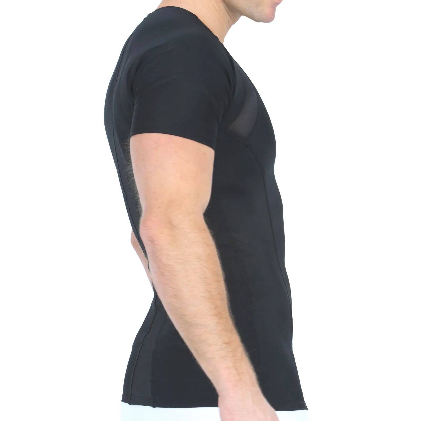 Insta Slim Compression Side & Back Power Mesh Panel V_Neck Shirt VS2307