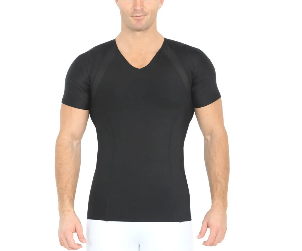 Insta Slim Compression Side & Back Power Mesh Panel V_Neck Shirt VS2307