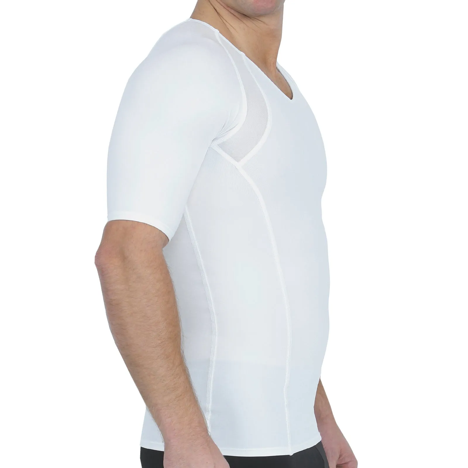 Insta Slim Compression Side & Back Power Mesh Panel V_Neck Shirt VS2307