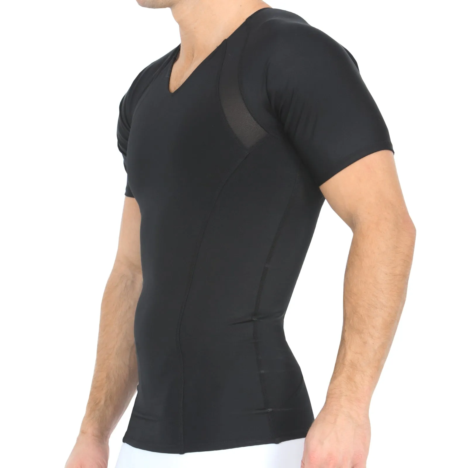 Insta Slim Compression Side & Back Power Mesh Panel V_Neck Shirt VS2307