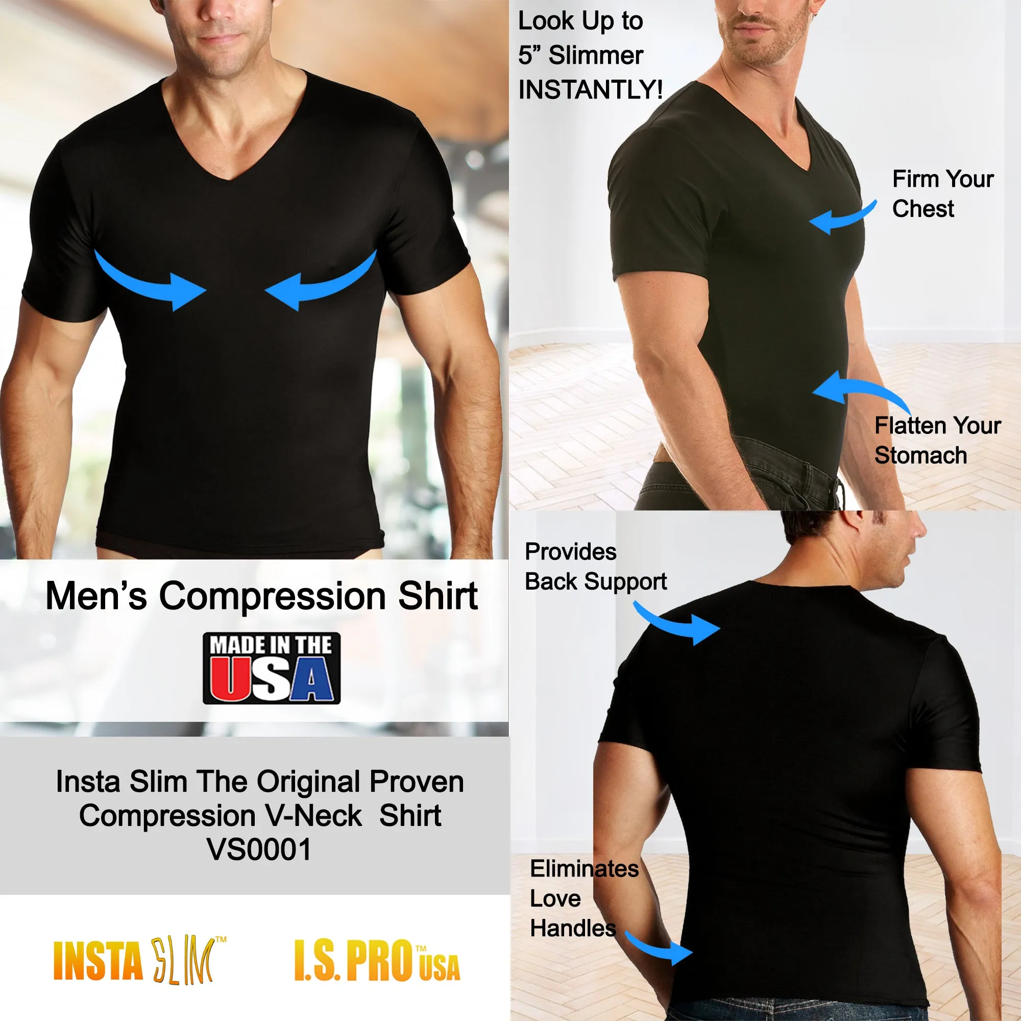 Insta Slim Compression V-Neck  Shirt VS0001