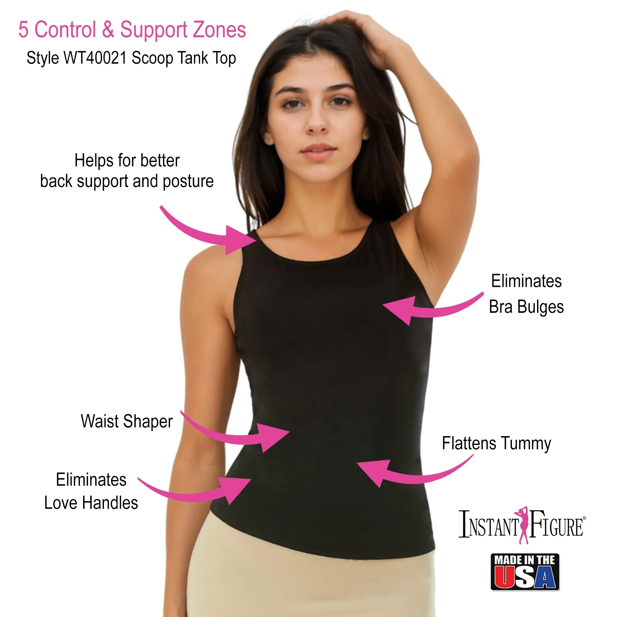 InstantFigure Compression Scoop Tank Top Shapewear  WT40021