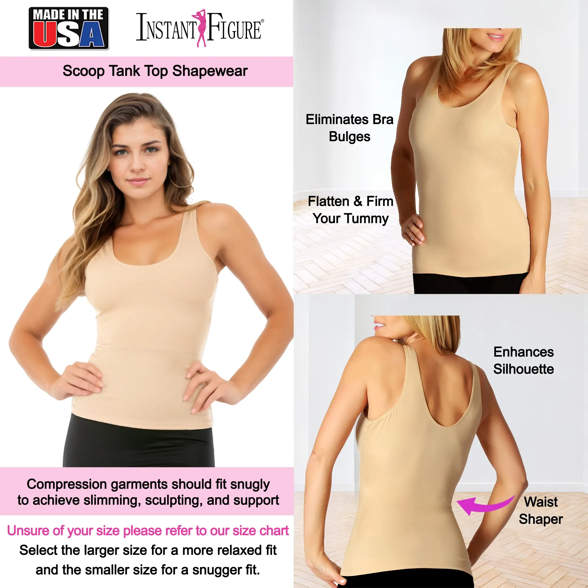 InstantFigure Compression Scoop Tank Top Shapewear  WT40021