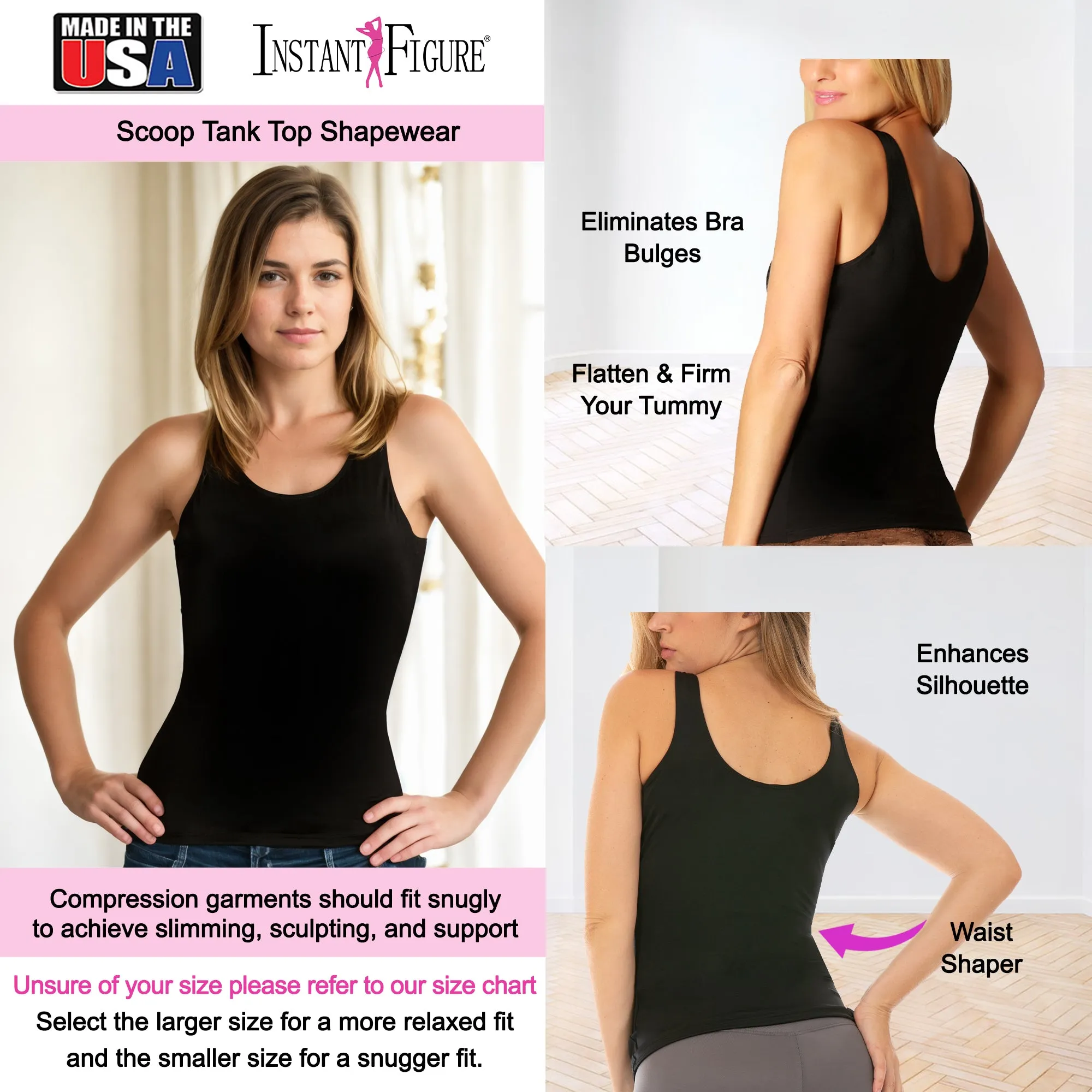 InstantFigure Compression Scoop Tank Top Shapewear  WT40021