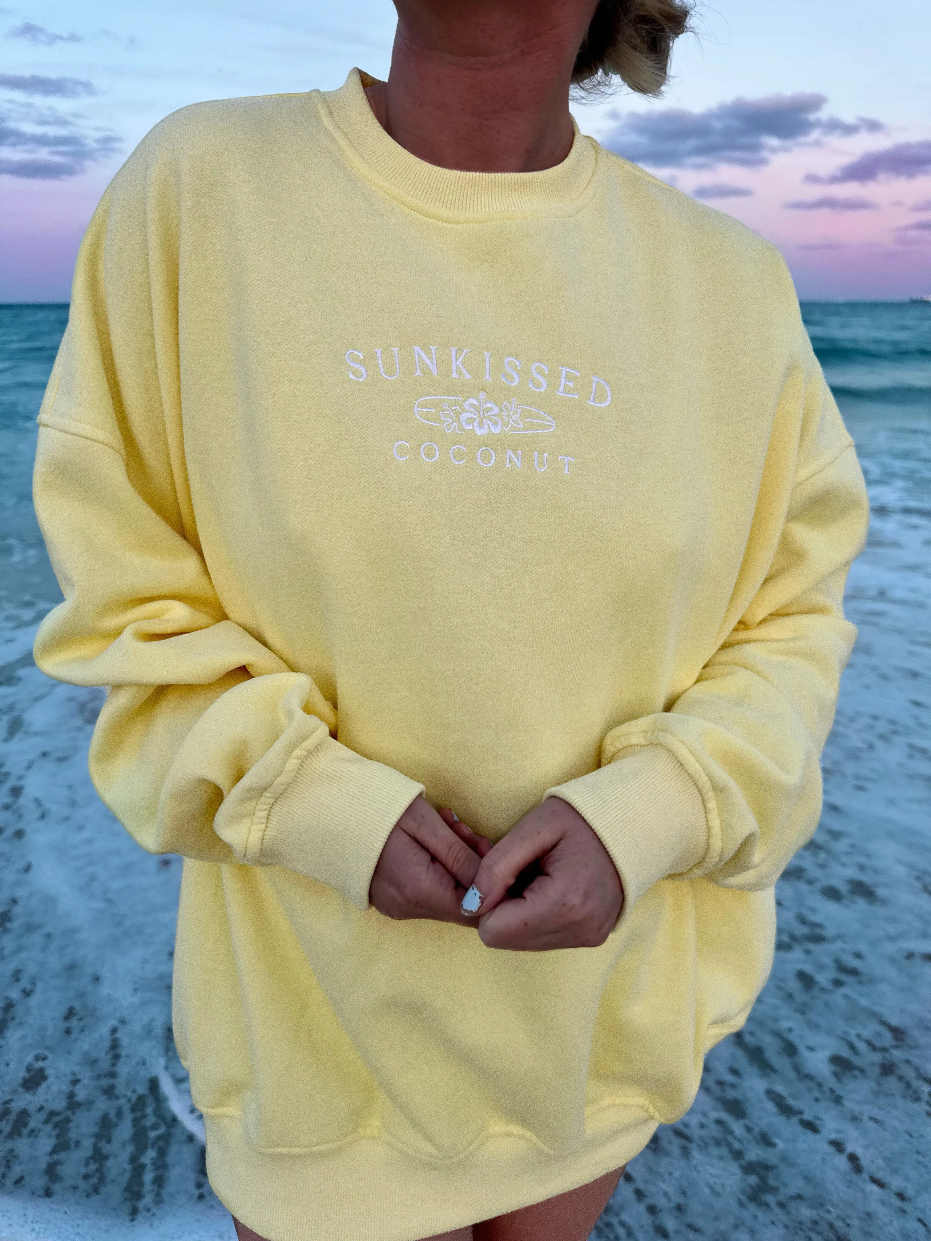 Isabella Banana Yellow Sunkissedcoconut Embroider Sweatshirt