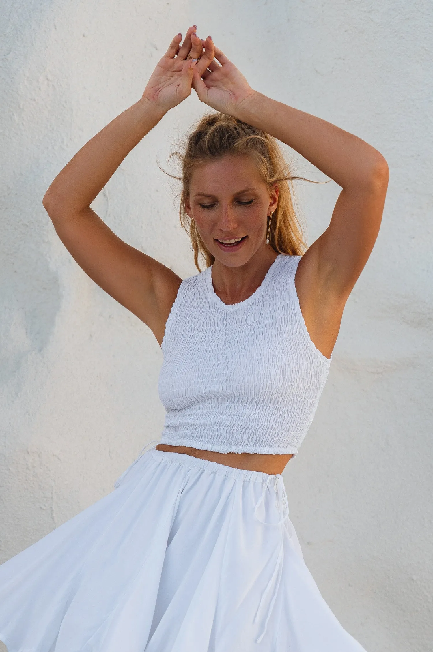 Island Days Smocked Cropped Top