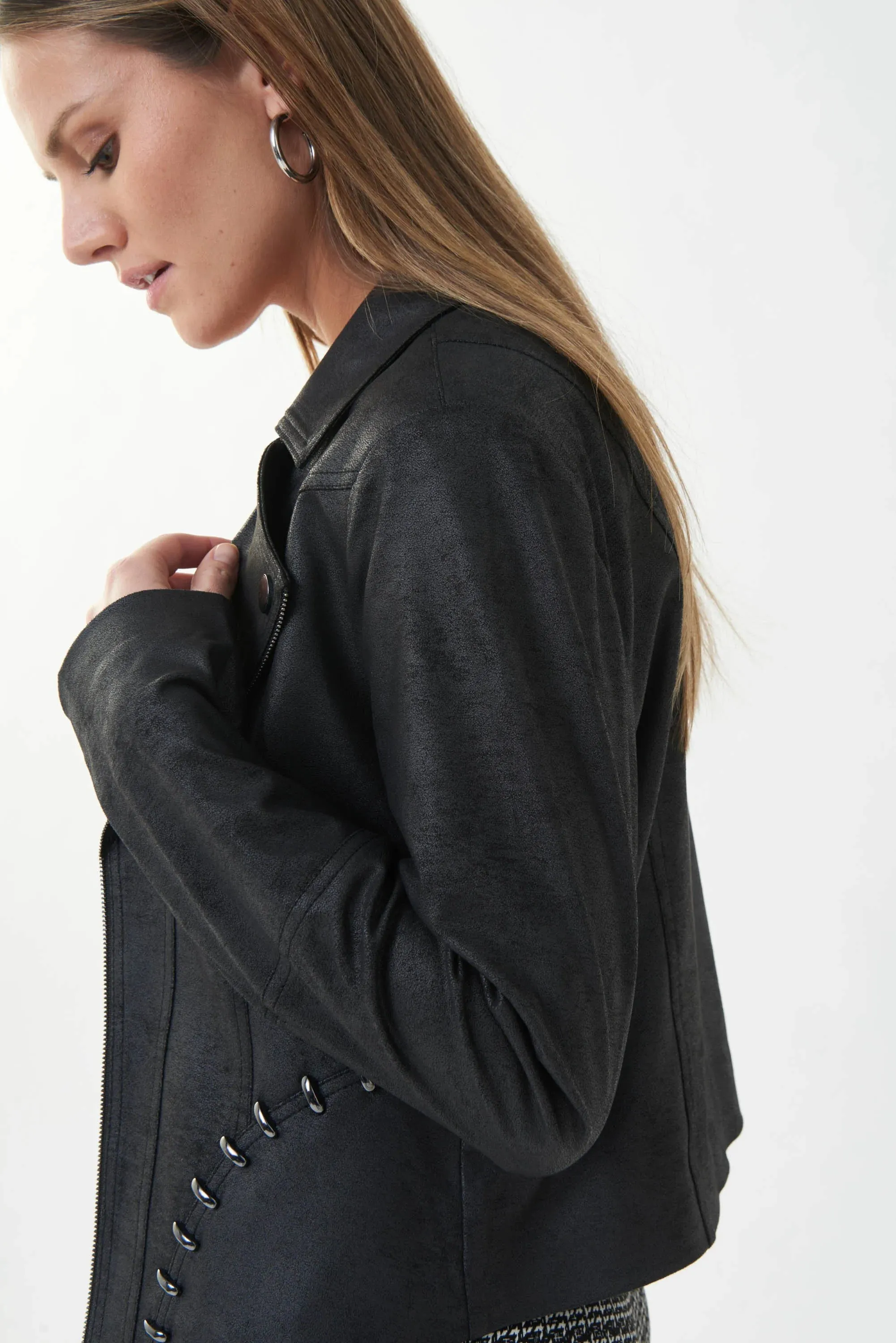 Joseph Ribkoff  Studded Long Sleeve Moto Jacket