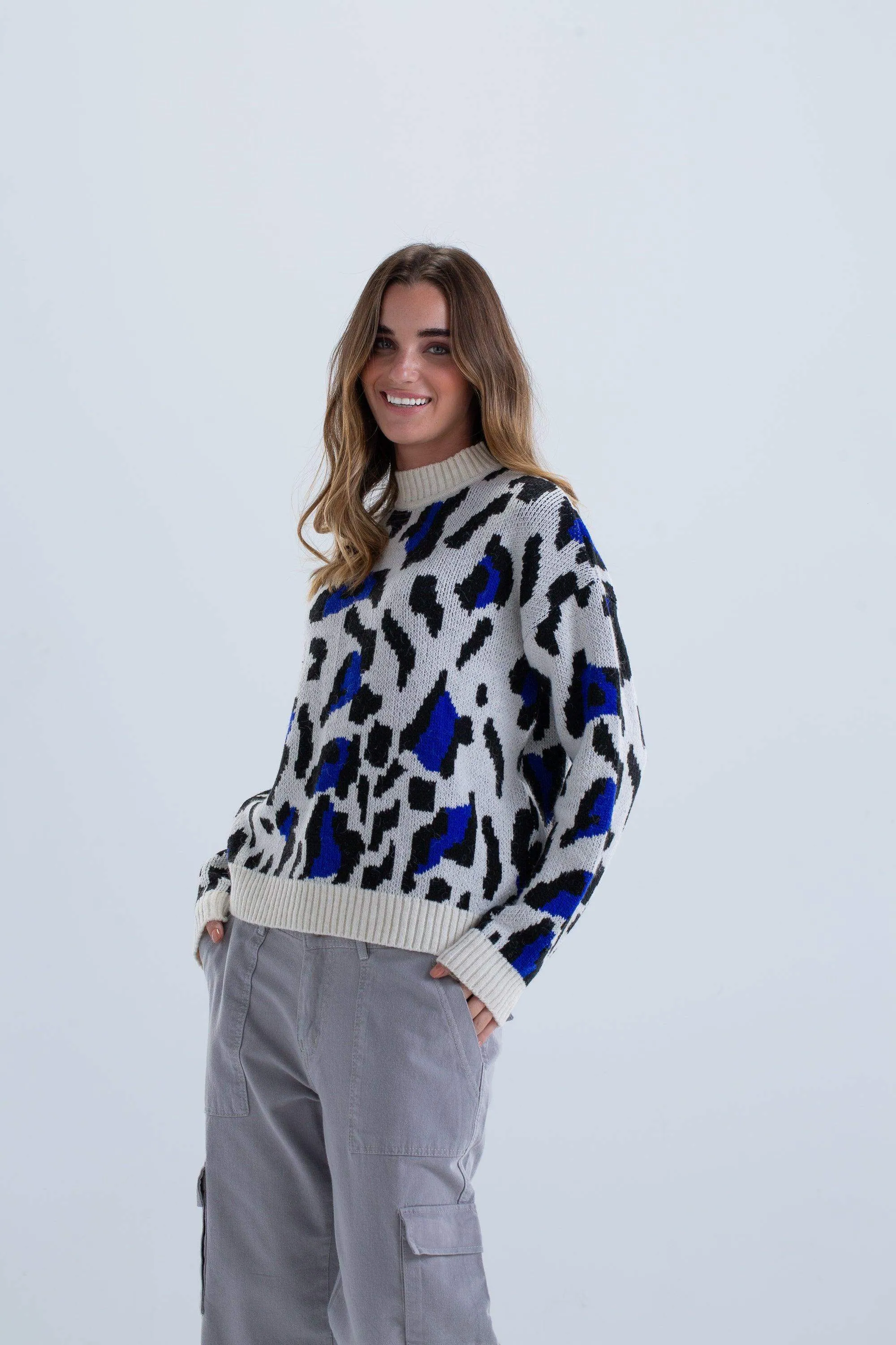 Leopard Print Knitted Pullover