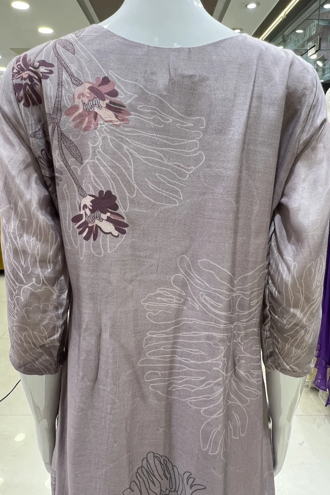 Lilac Digital Print, Beads and Zari work Straight Cut Salwar Suit