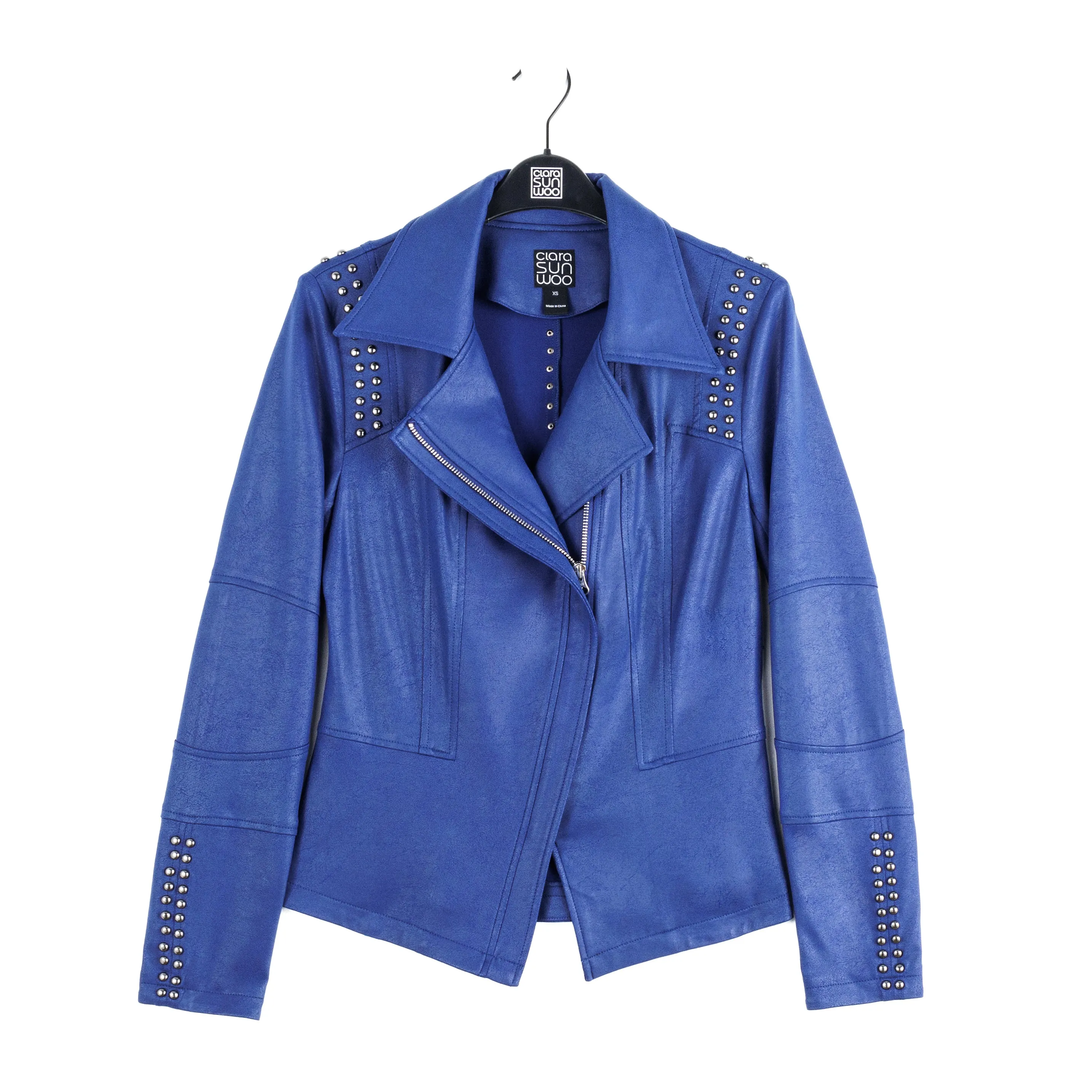 Liquid Leather™ Studded Jacket - Cobalt