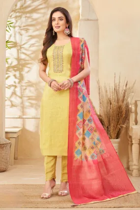 Liril Green Mirror, Thread, Zari, Sequins and Banaras work Straight Cut Salwar Suit