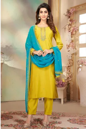 Liril Green Zardozi, Beads, Sequins and Thread work Straight Cut Salwar Suit