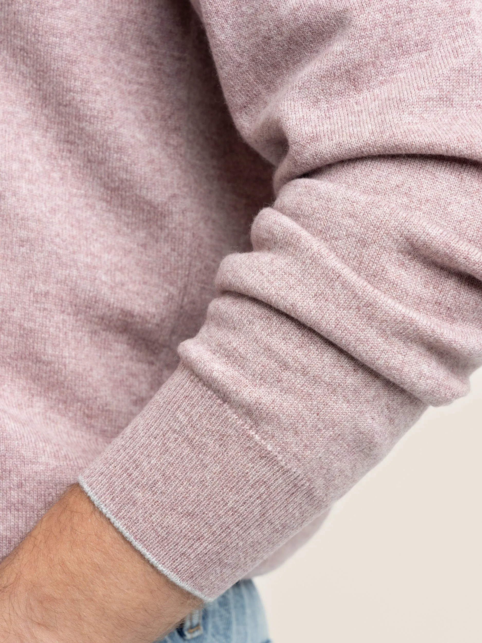 Mauve Pink Cashmere Quarter Zip Sweater