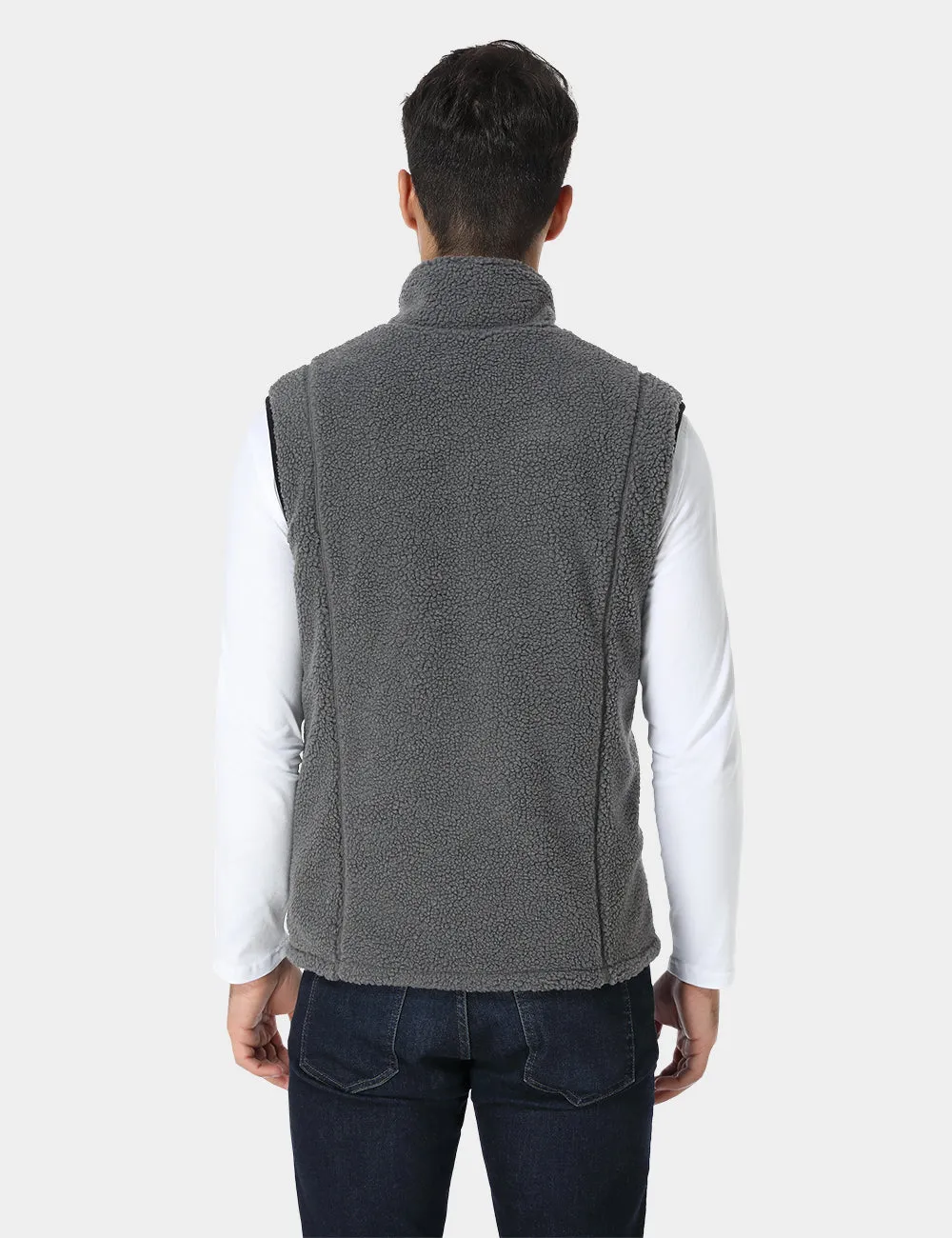 Men's Heated Recycled Fleece Vest - Gray