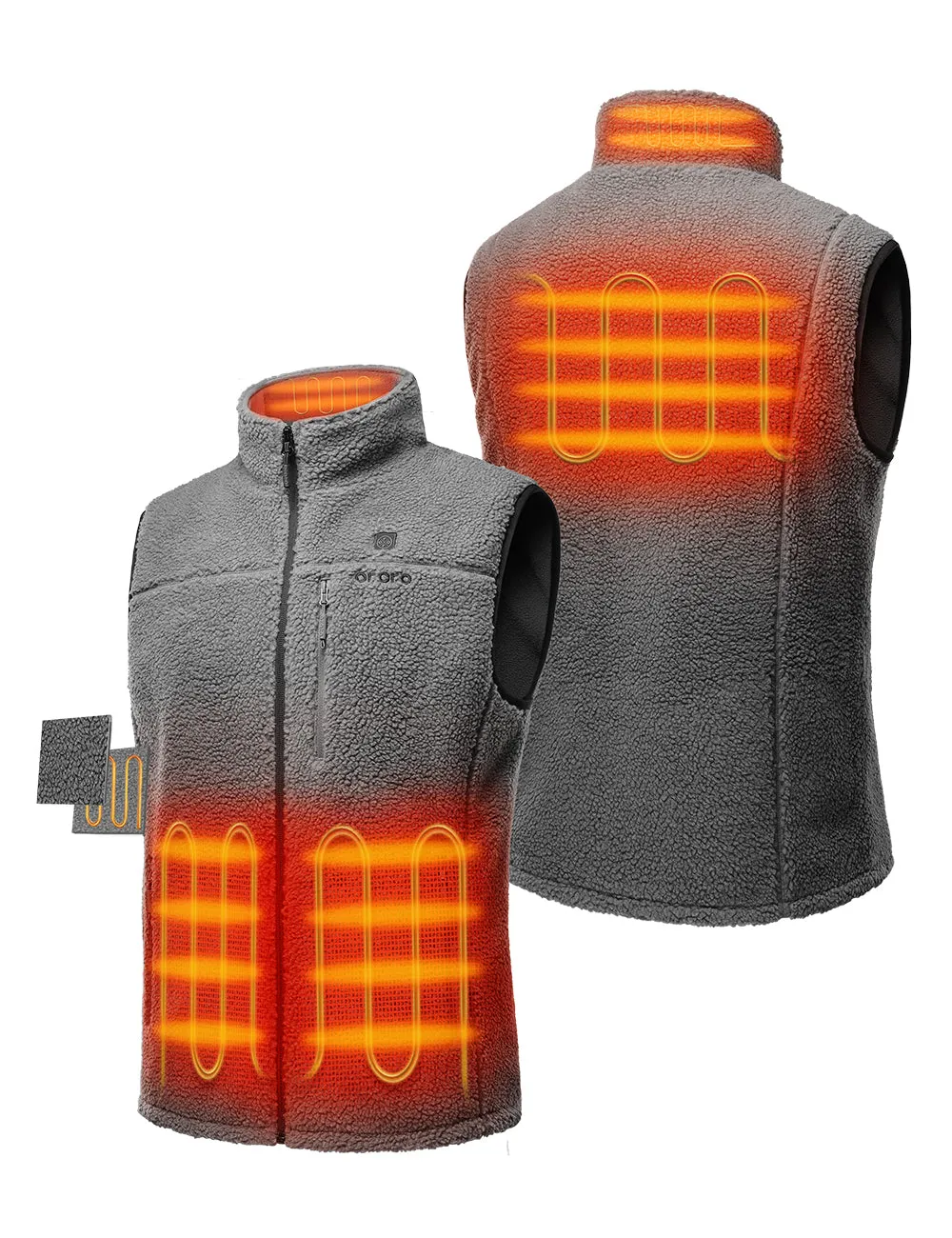 Men's Heated Recycled Fleece Vest - Gray