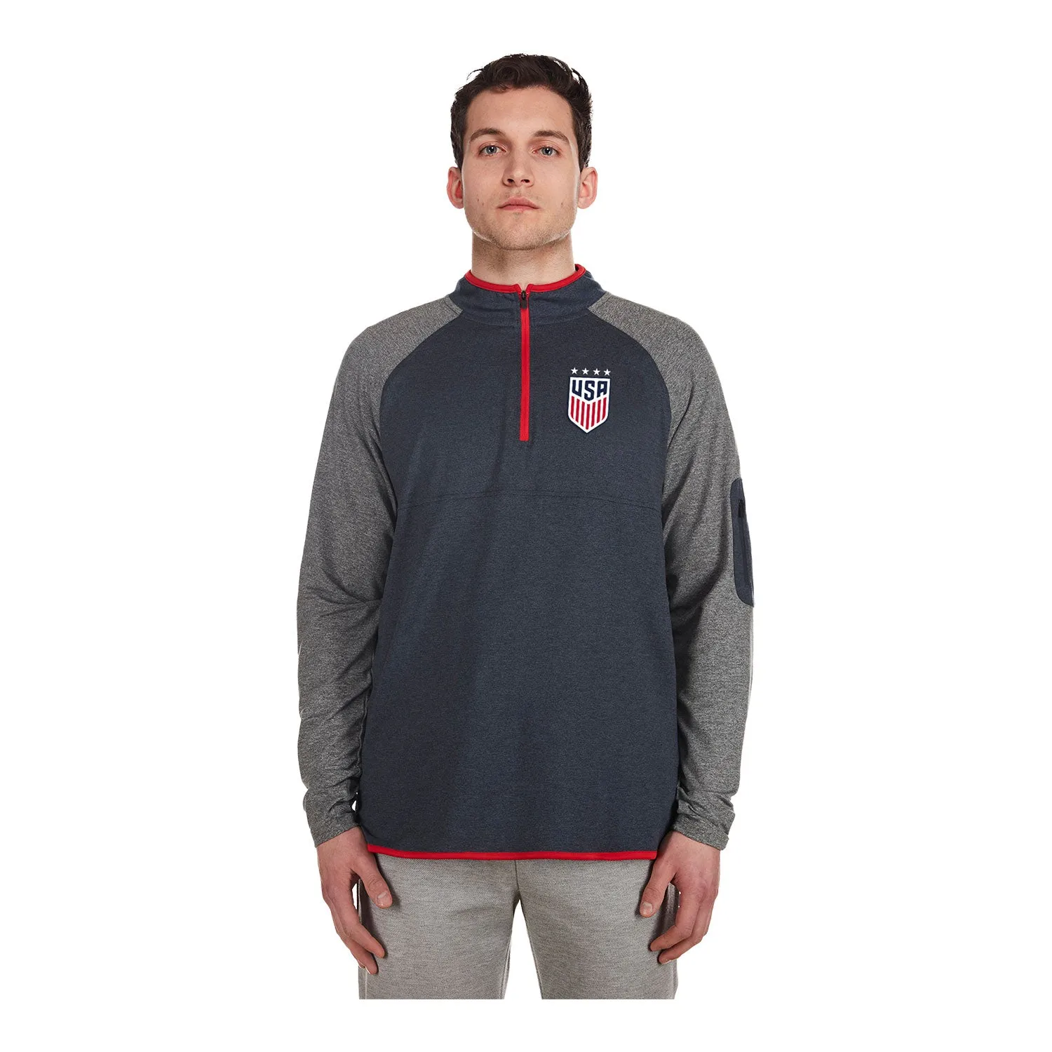 Men's New Era USWNT 1/4 Zip Navy/Grey Pullover