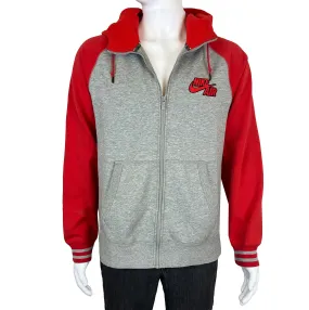 Men's Nike Air Red and Gray Zippered Hoodie Track Jacket - XL