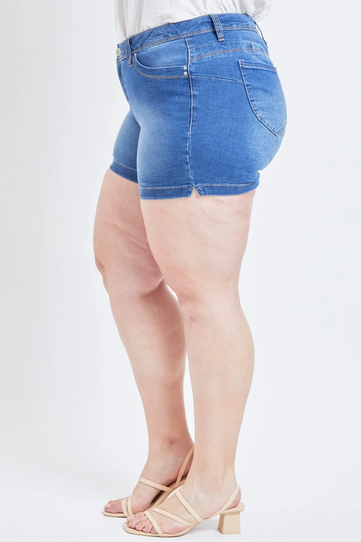 Missy Plus Size Wannabettabutt 1-Button Side Slit Hem Shorts Made With Recycled Fibers, Pack Of 12