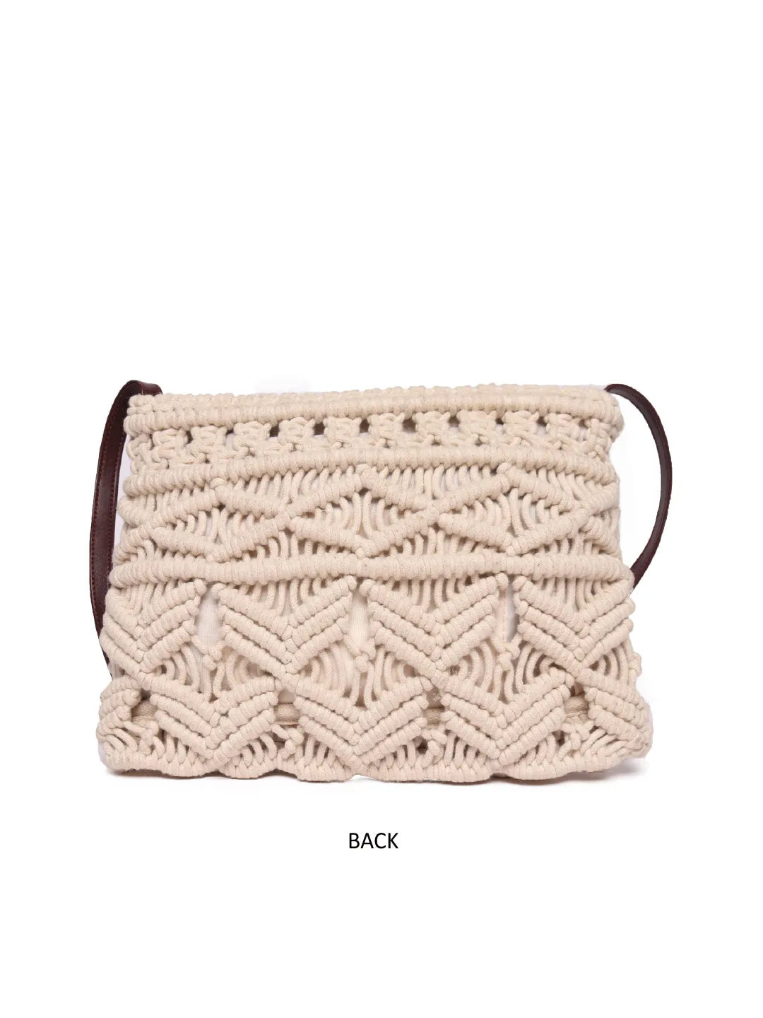 Natural Macrame Crossbody Sling Bag