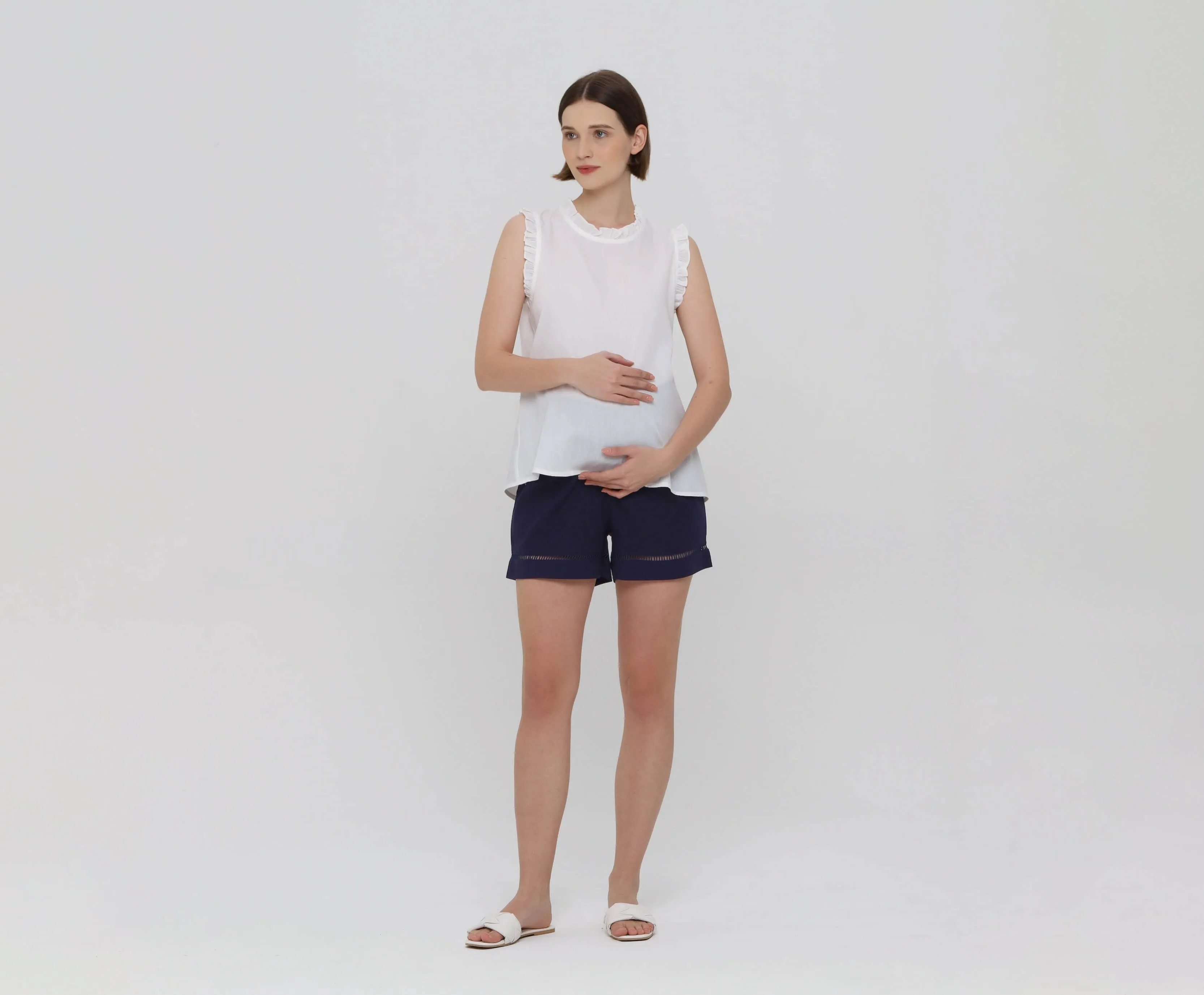 Navy Boa Shorts Maternity