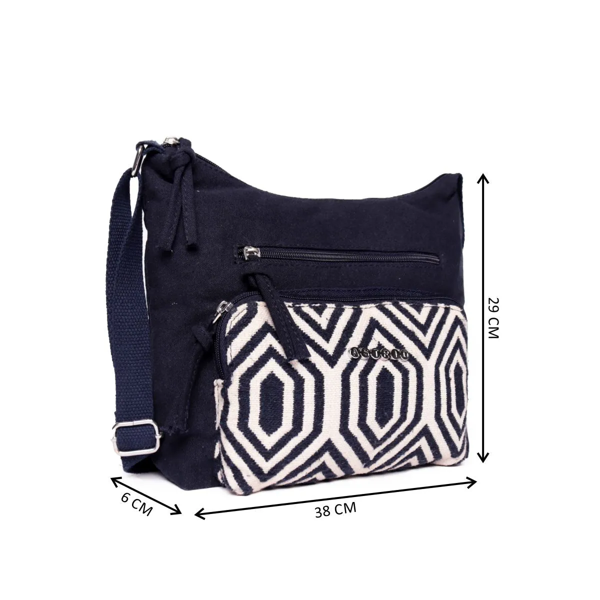 Navy Dhurry/Canvas  Sling Bag Medium Size