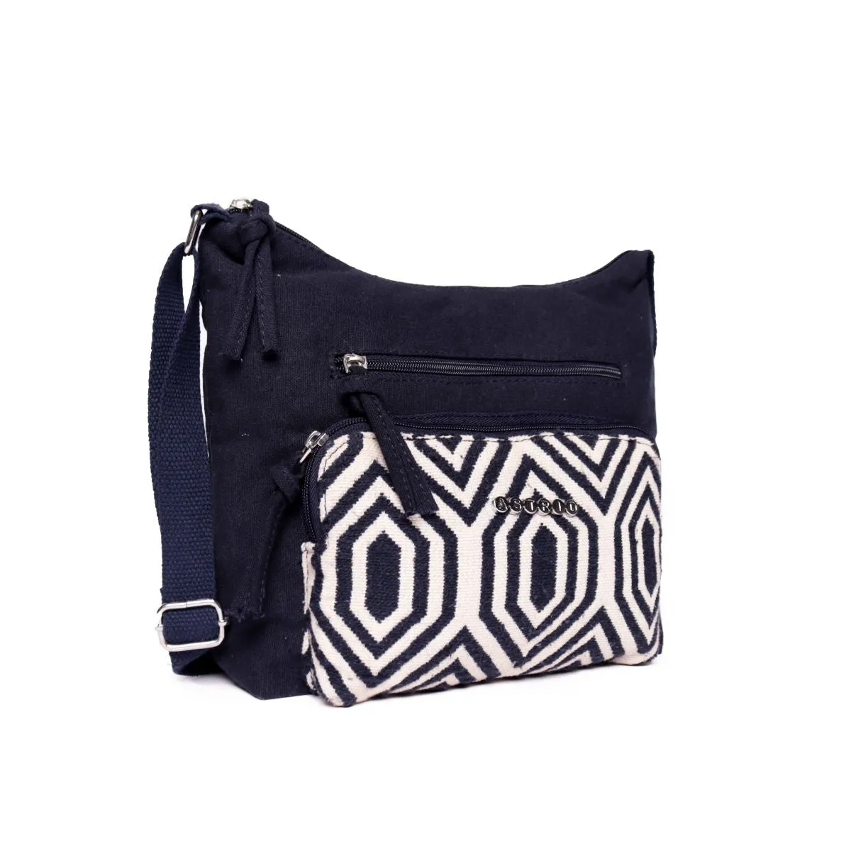 Navy Dhurry/Canvas  Sling Bag Medium Size