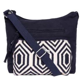 Navy Dhurry/Canvas  Sling Bag Medium Size